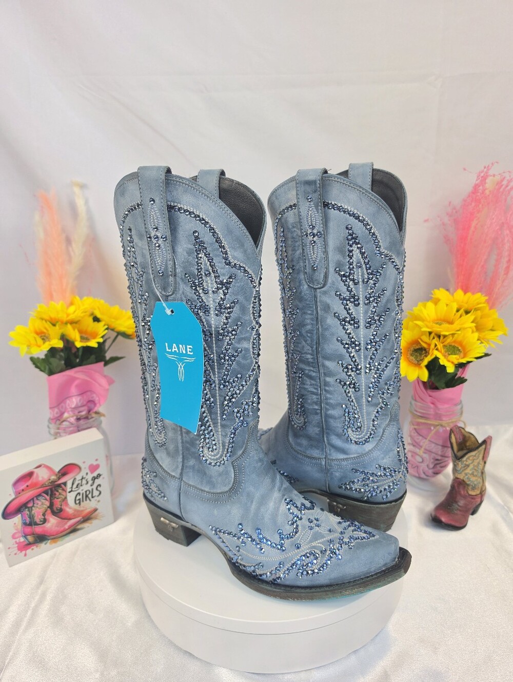 Brand New LANE Lexington Cowgirl Boots W/Swarovski Crystals 7.5